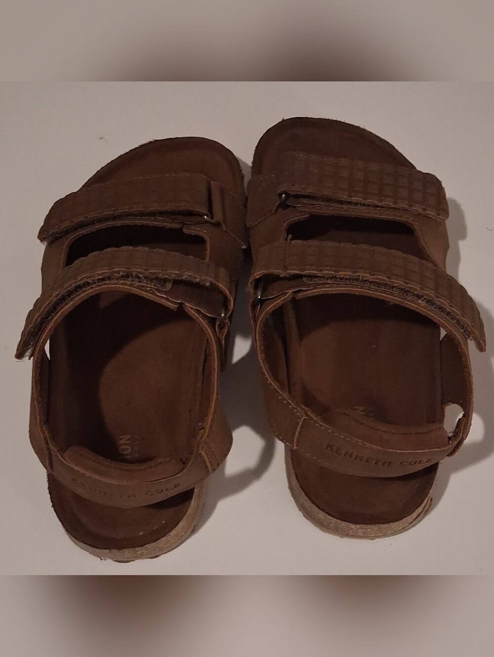 Kenneth Cole Brown Cork Footbed Comfort Sandals Adjustable Straps Kid Size 1
